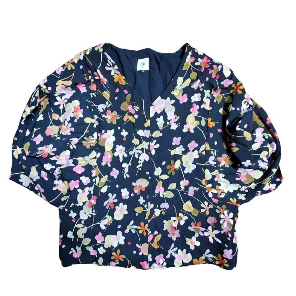 Cabi Charm Blouse Limited Edition Floral V-Neck Kimono Style XS Polyester 3695